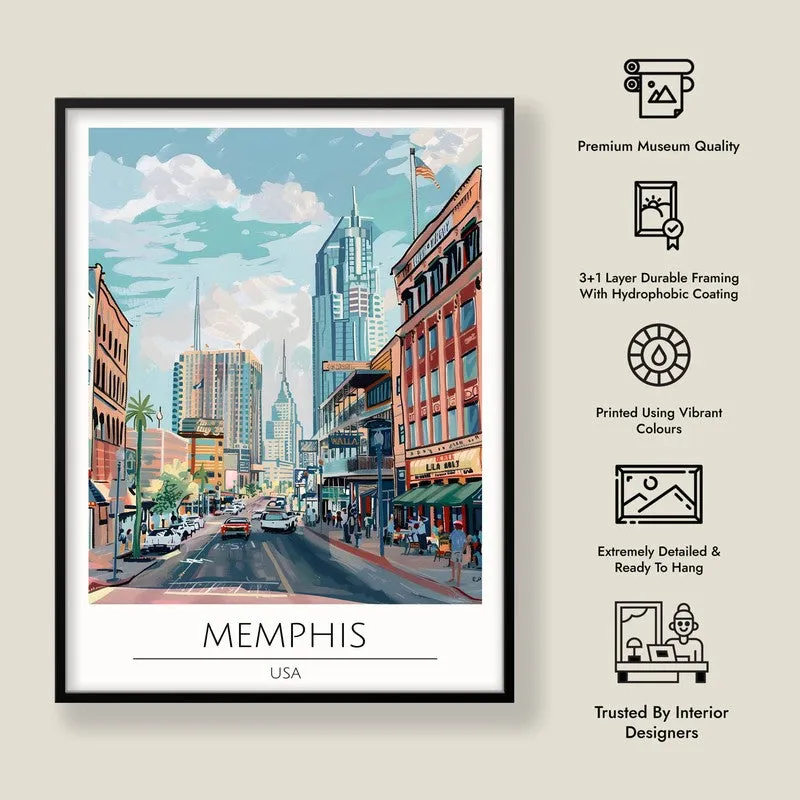 Vintage Memphis Framed Canvas Wall Painting media 8