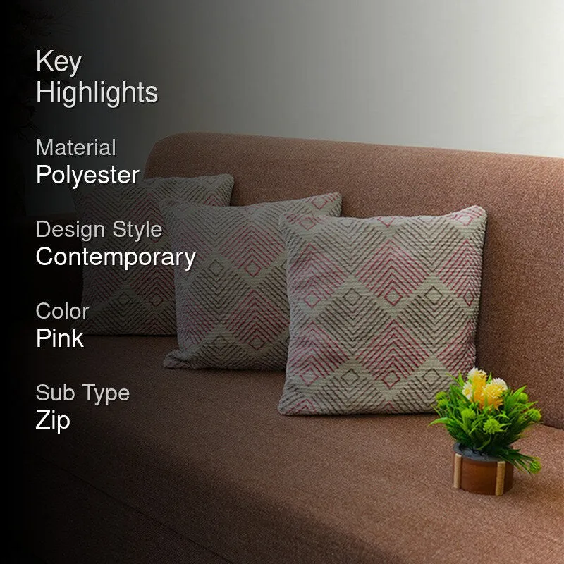 AngularAura Cushion Cover (Coral) - Set Of Three media 2
