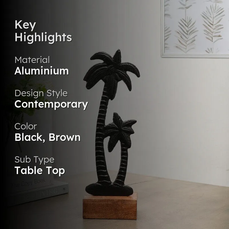 Shadow Palm Tree Aluminium Showpiece - Black media 2