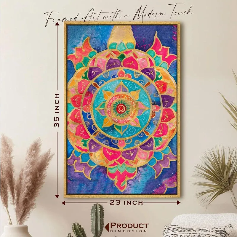 Vibrant Prism Mandala Wall Art With Frame media 8