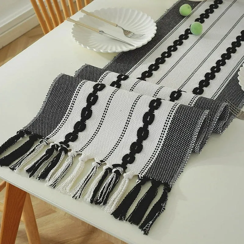 Boho Chic Textured Cotton Table Runner media 3