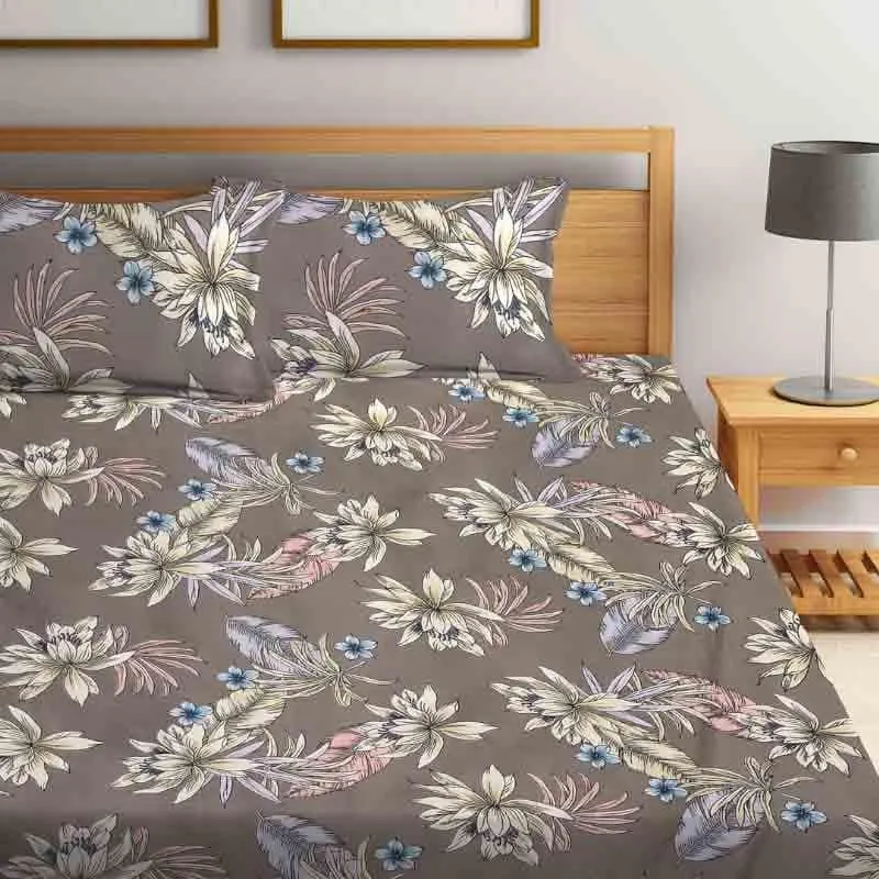 Flower Power Bedsheet (Brown) - 140 GSM media 1