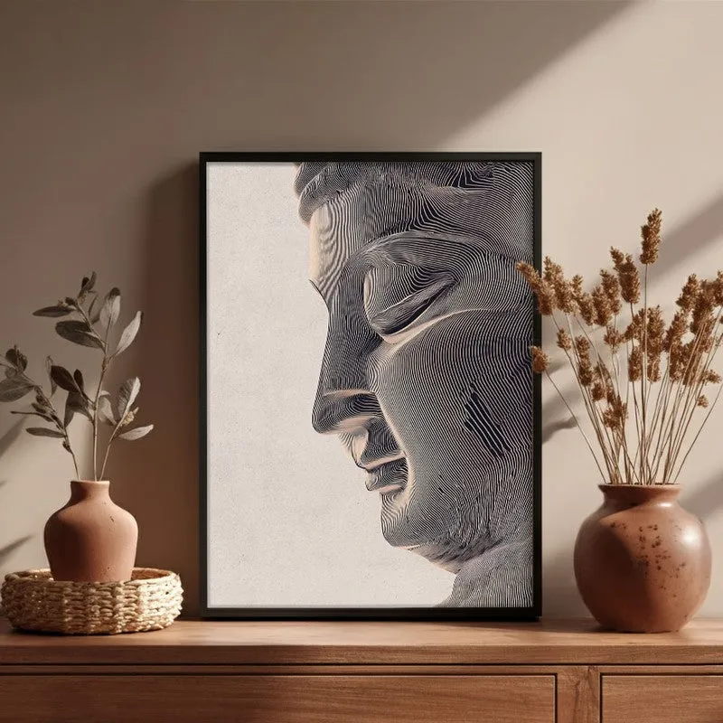 Stone Silence Buddha Wall Painting With Black Frame media 6