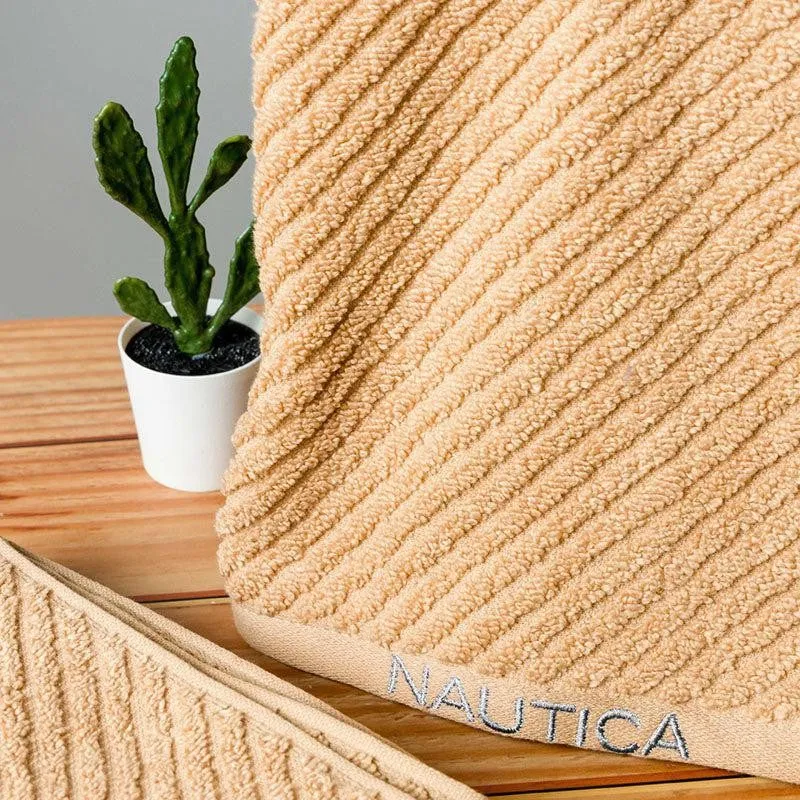 Nautica Riviera Soft Cotton Hand Towel (Light Tan) - Set Of Two media 3