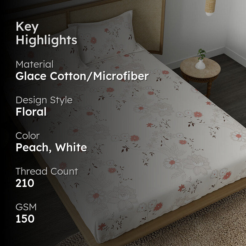 Faded Buds Floral Microfiber Microfiber Bedsheet - 150 GSM media 2