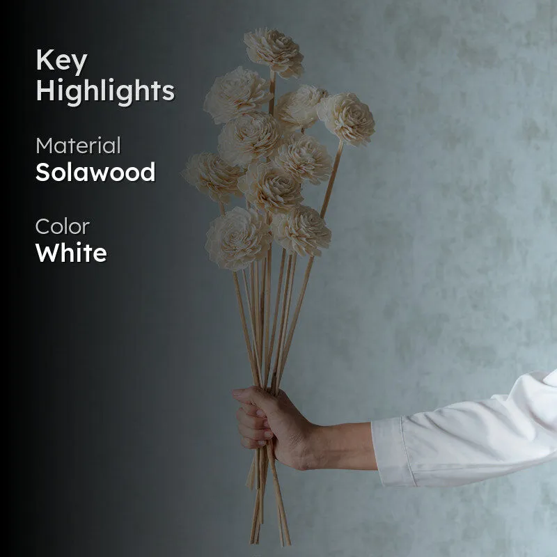 Muskan Sola Wood Rose Flower Stick (White) - Set Of Ten media 2