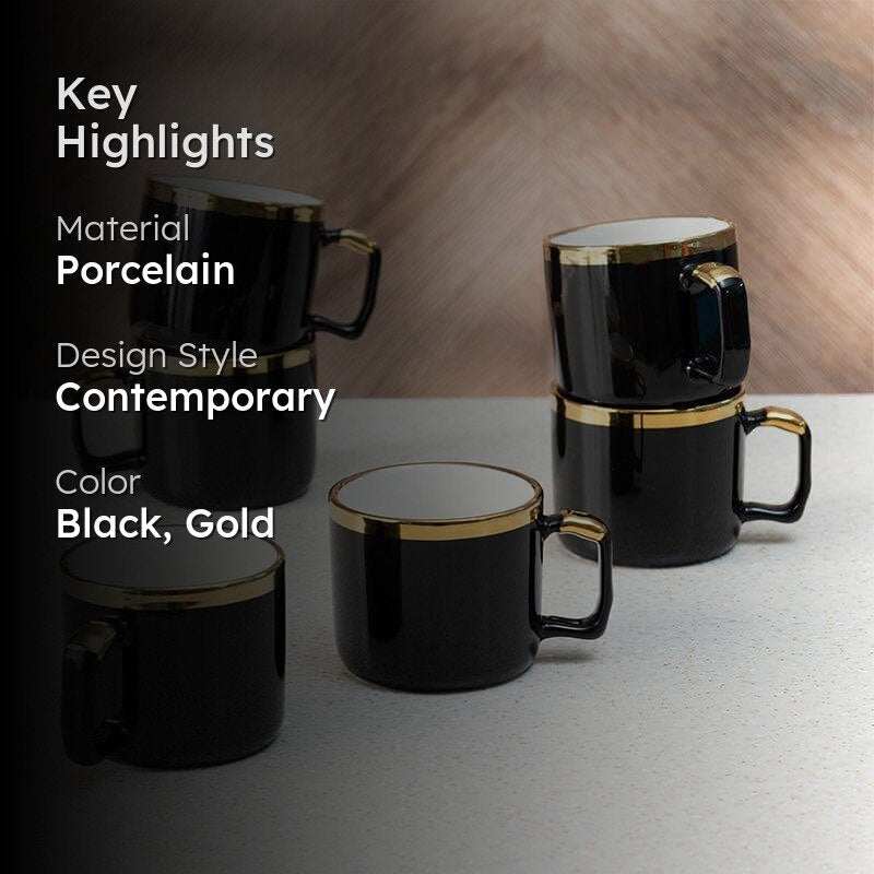 Yuna Porcelain Tea Cup (260 mL Each) -  Set of Six media 2