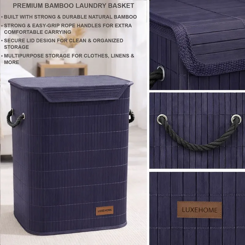 Strap Bamboo Laundry Basket - Navy Blue media 8
