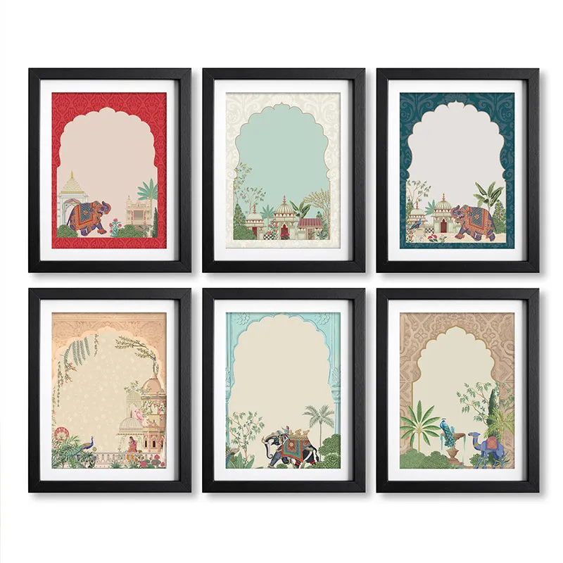 Mughal Windows Wall Art With Frame - Set Of Six media 5
