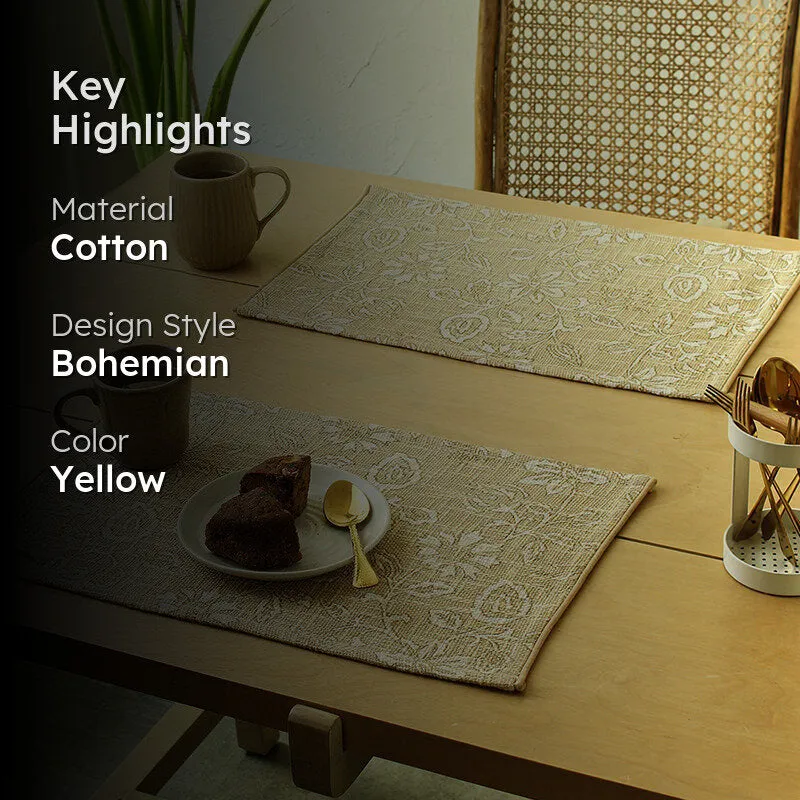Willow Petal Cotton Table Mat (Beige) - Set Of Two media 2