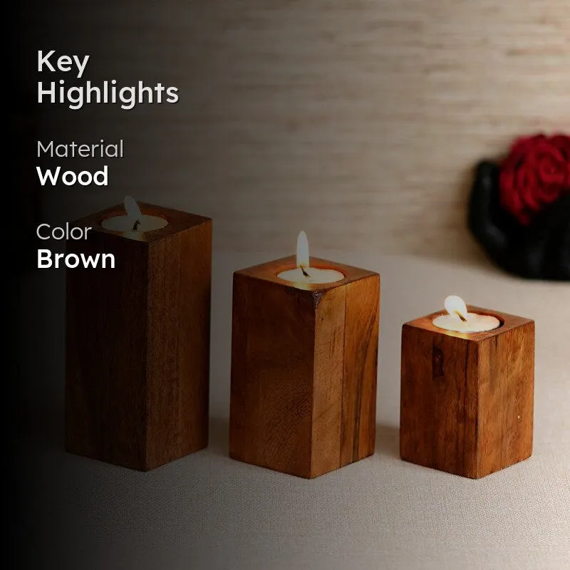Wood & Flame Tea Light Holder - Three Piece Set media 2