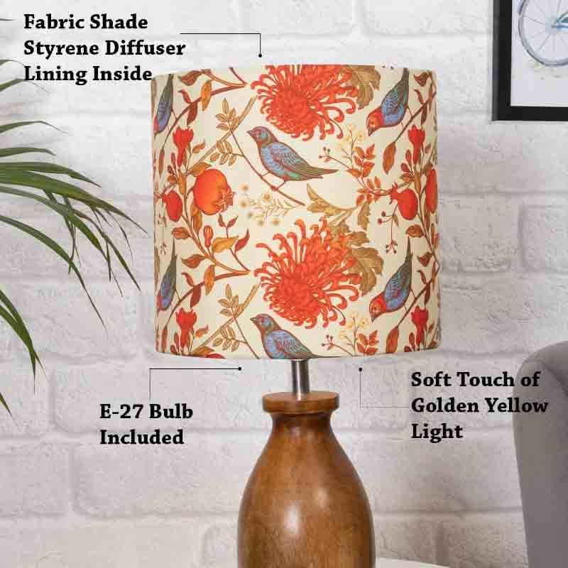 Amber Brown Fabric Table Lamp - Multicolor media 6