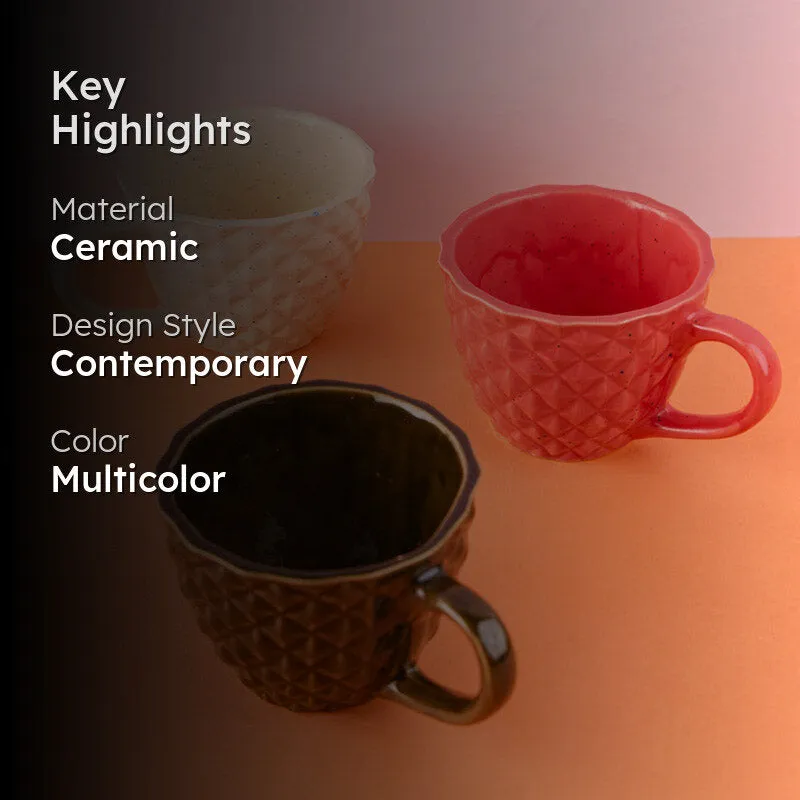 Rossana Ceramic Tea Cup (220 mL Each) - Set of Three media 2