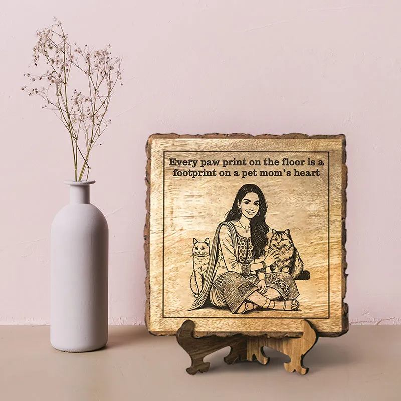A Pet Mom's Heart Wood Showpiece - Square media 1