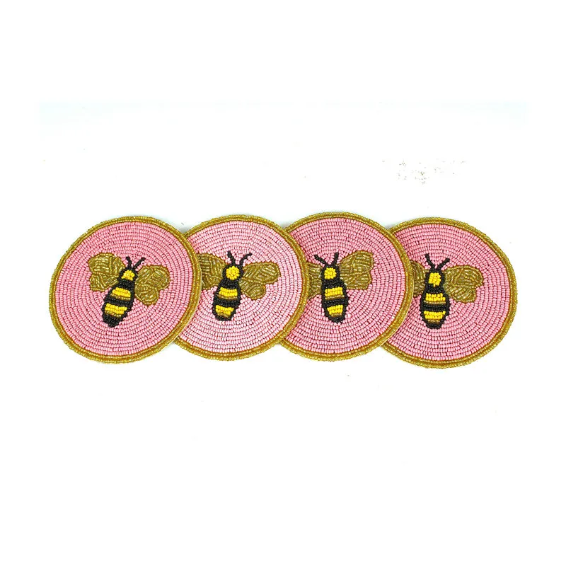 Bee Beaded Coaster (Pink) - Set Of Four media 5