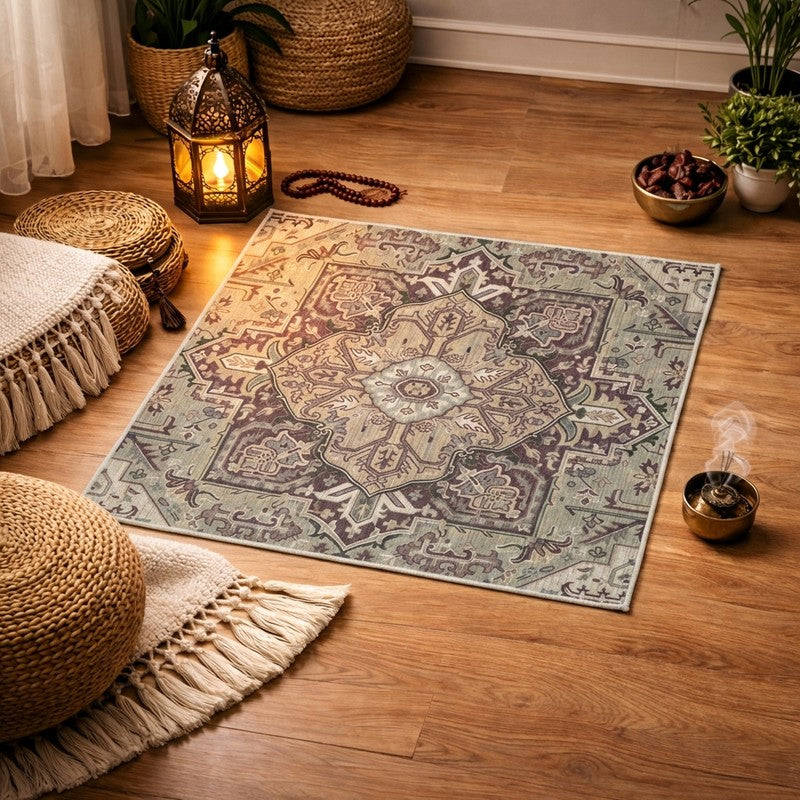 Mehrab Royal Prayer Mat (Black,Grey) - 550 GSM