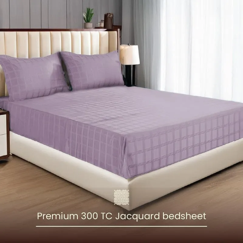 Urban Space MonoGrid Cotton Bedsheet (Purple) - 300 TC media 5