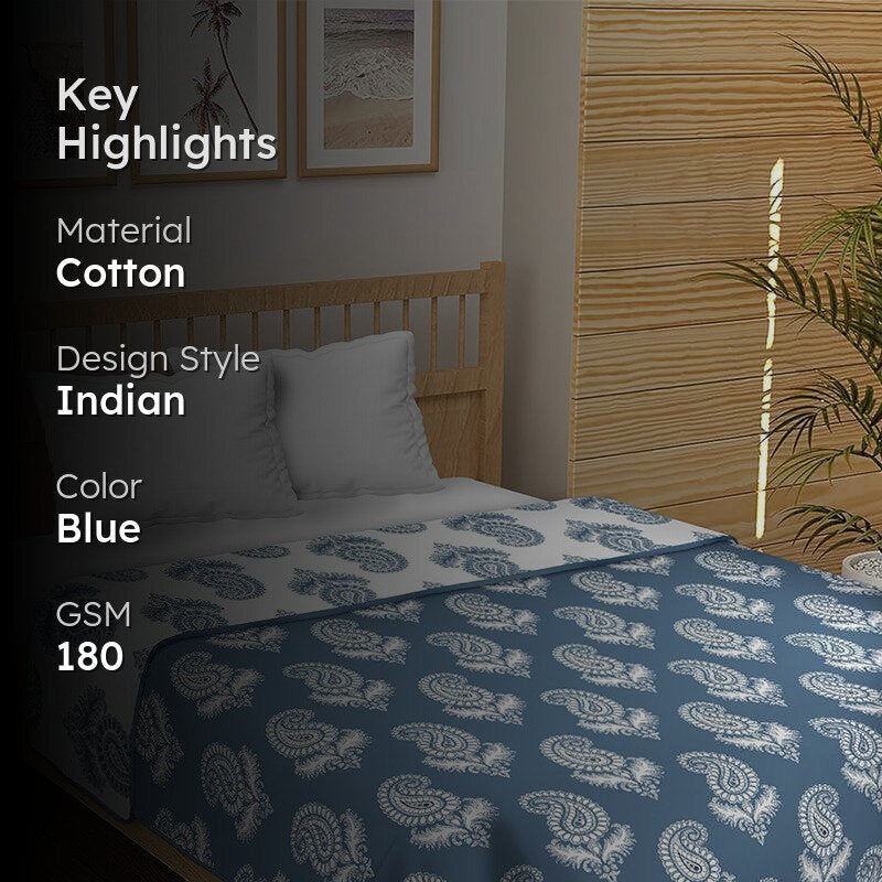 Jaamni Reversible Cotton Dohar (Blue)  - 180 GSM media 2