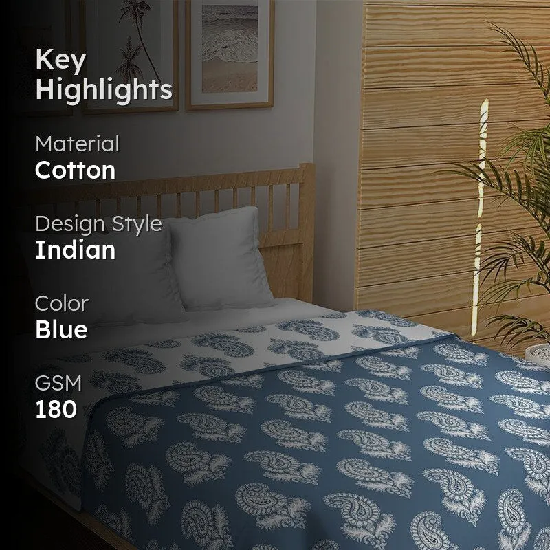 Jaamni Reversible Cotton Dohar (Blue)  - 180 GSM media 2