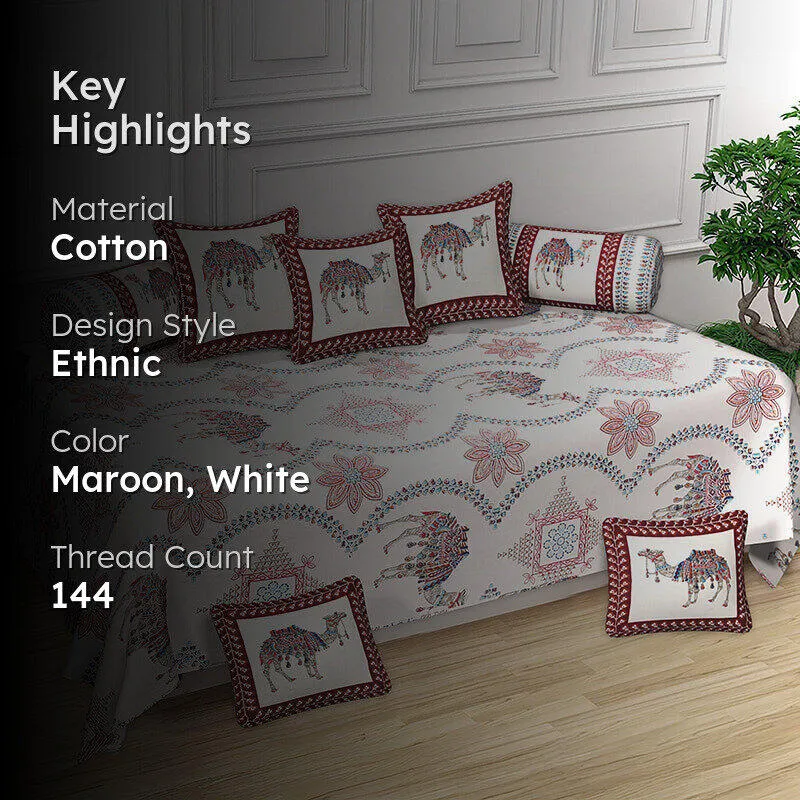 Ankaari Ethnic Cotton Diwan Set (Maroon) - Eight Piece Set media 2