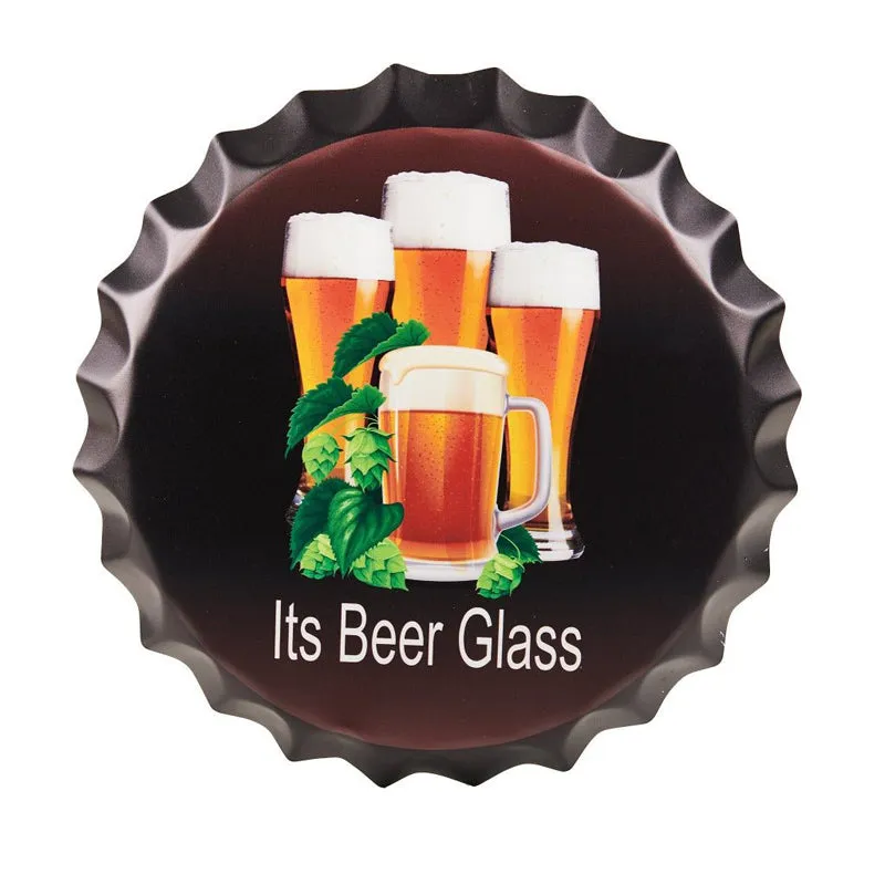 Its Beer Glass Bottle Cap Metal Wall Accent media 3