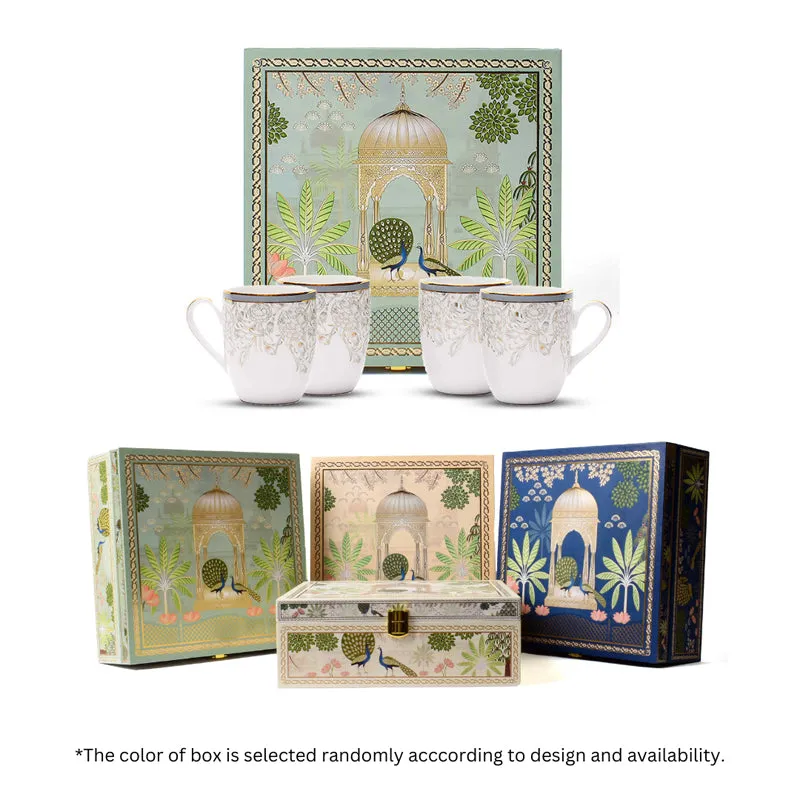 Gilded Iris Coupe 24k Gold Brushed Porcelain Coffee Mug(280 mL Each/Grey) - Set Of Four media 7