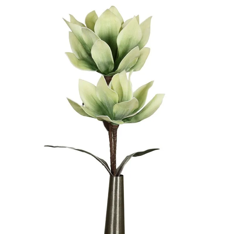 Artificial green flower stick with layered blooms and slender leaves