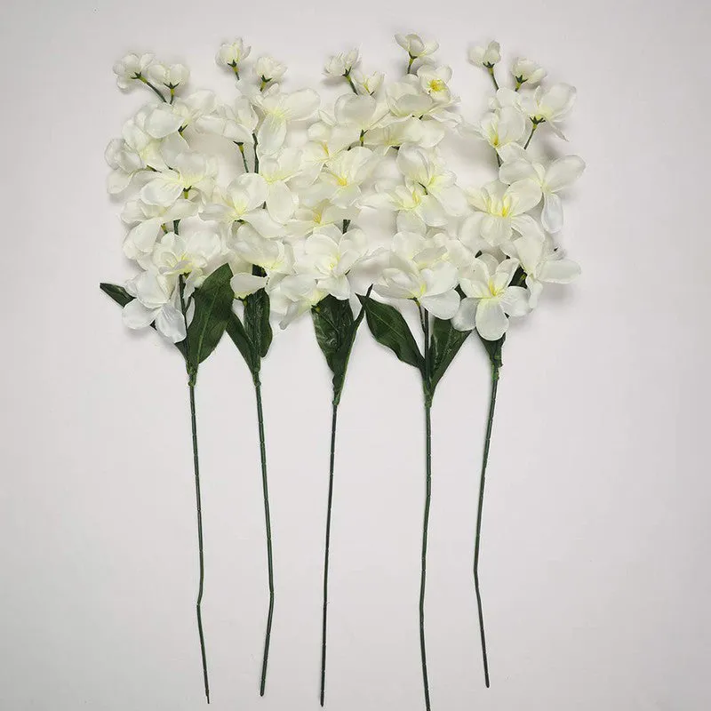 Decorative Fabric Artificial Orchid Flower (White) - Set Of Five media 3