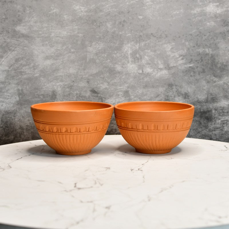 Natural Terracotta Serving Bowls (400 mL Each) - Set Of Two