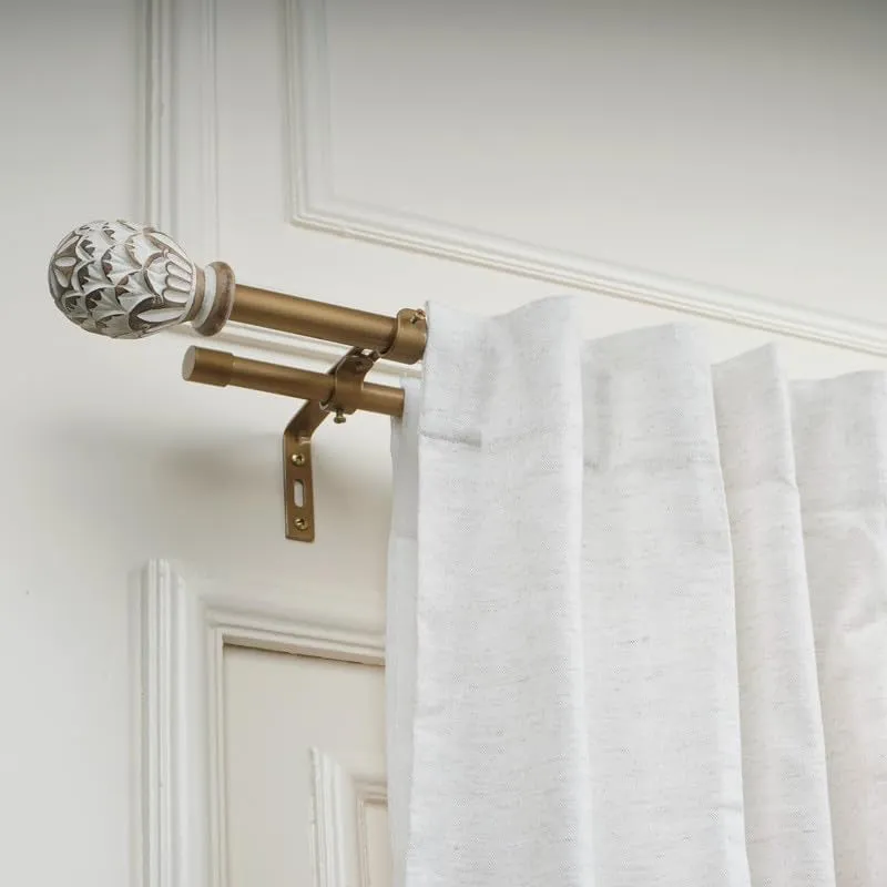 Amber Duo Extendable 1" Double Curtain Rod With Oval Finial & Brackets media 4