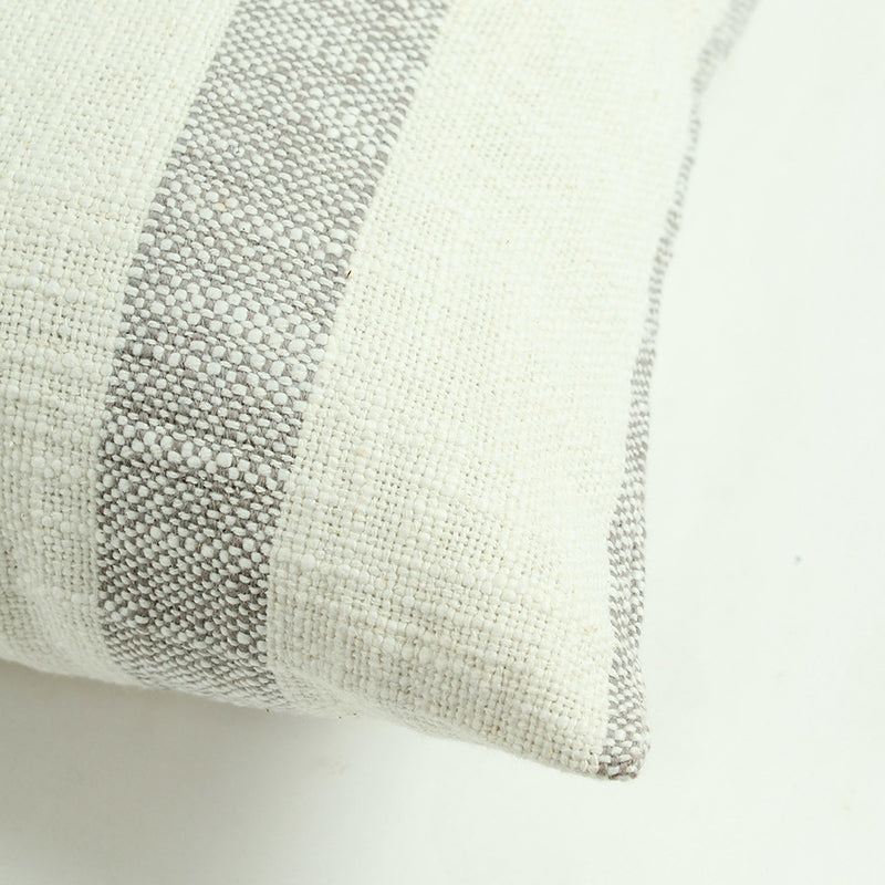 Driftwood Stripes Woven Cotton Cushion Cover (Grey & White) - Set Of Two image 5