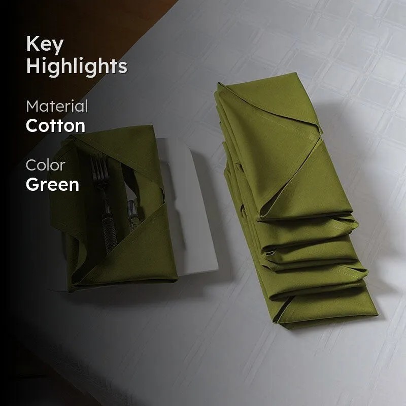 Swayam Fern Green Cotton Dinner Napkins - Set Of Six media 2