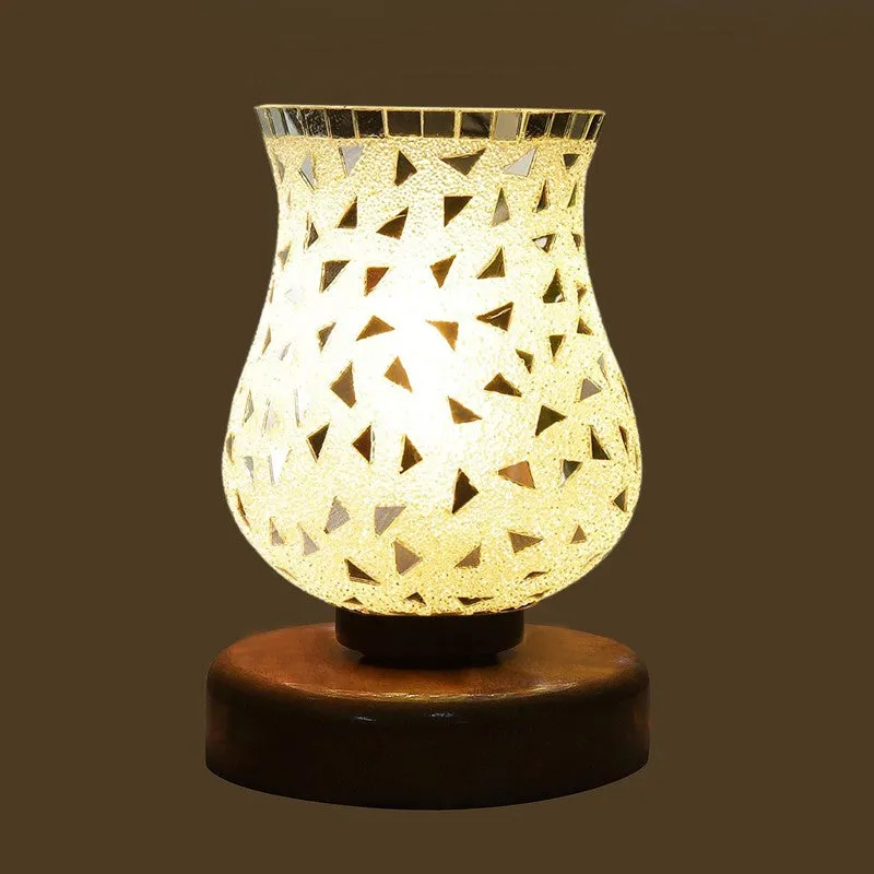 Aurevo Mosaic Glass Table Lamp With Wooden Base - Multicolor media 6