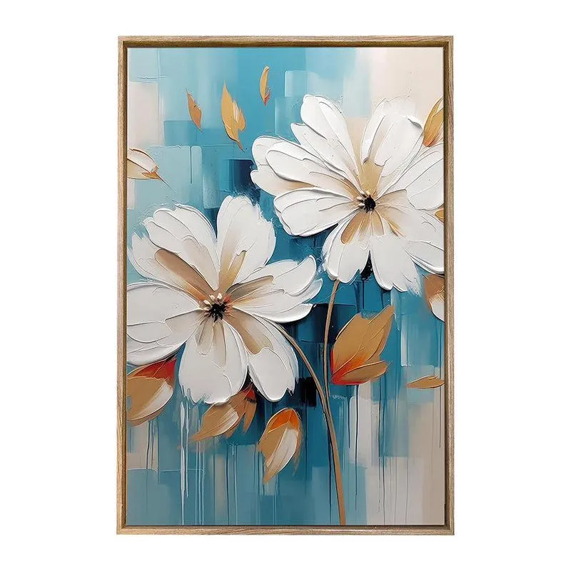 Icy Petals Canvas Floral Wall Art With Frame media 3