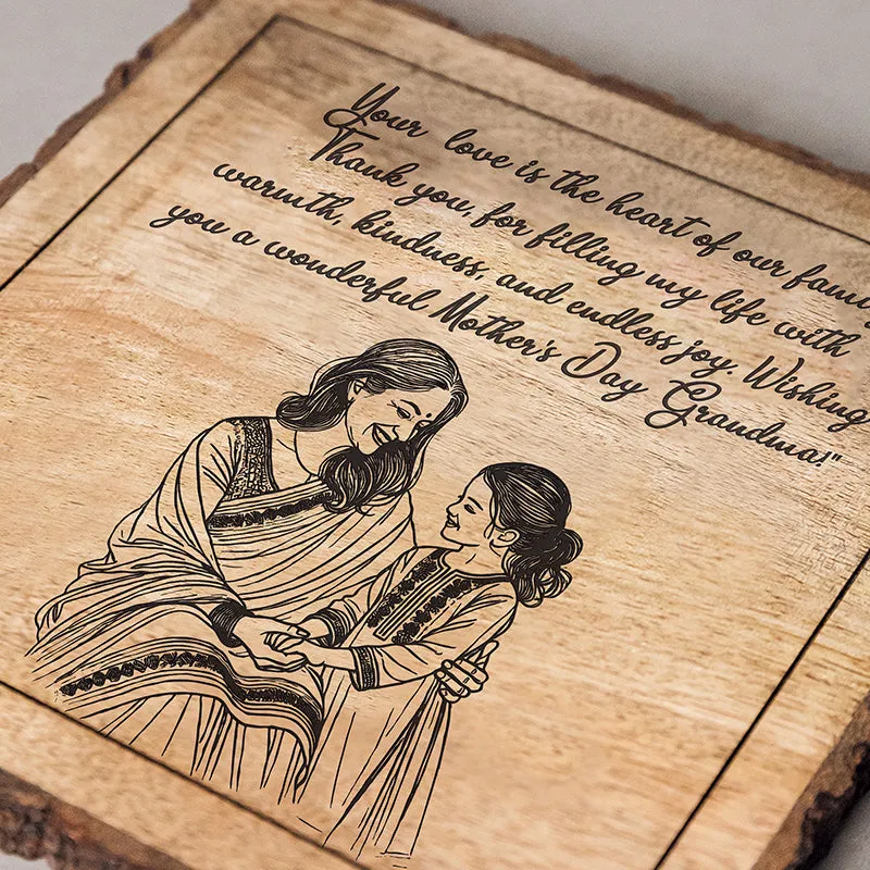 Mother's Day Wishes To Grandma Wood Showpiece - Square media 4