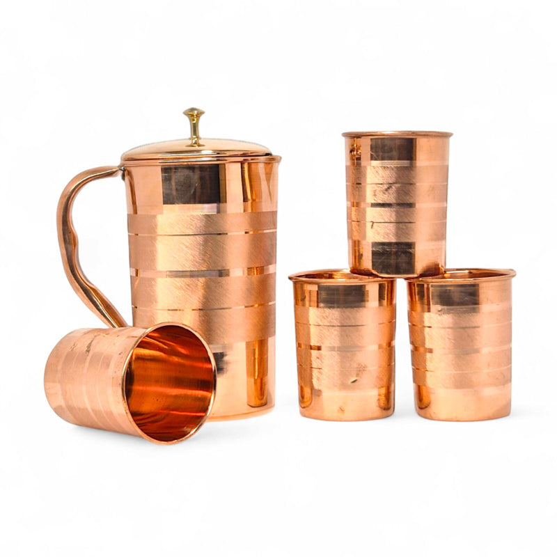 Cuva Copper Jug With Glass - Five Piece Set media 4