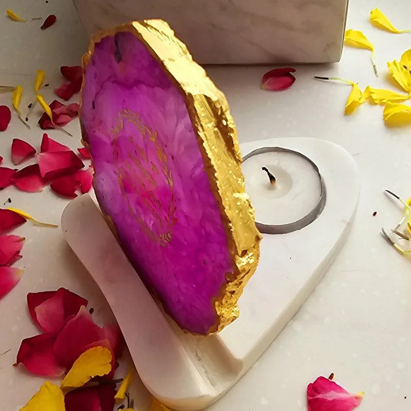 Sacred Gayatri Mantra Tealight Candle Holder - Pink media 4
