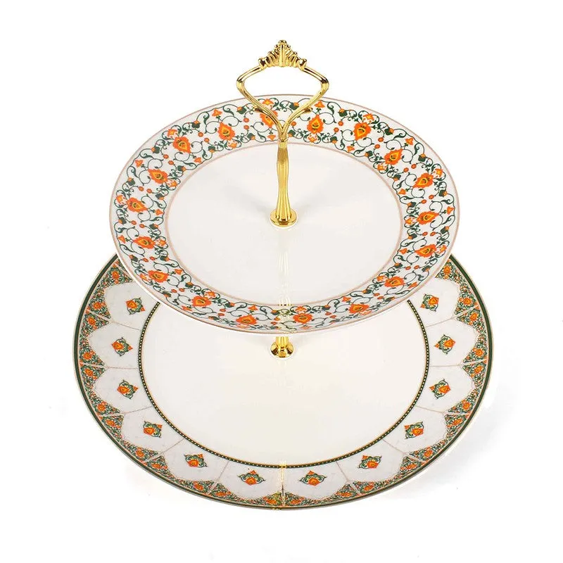 LuxeServe Tiered Cake Stand - White,Gold media 5