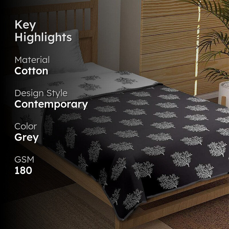 Paalki Reversible Cotton Dohar (Grey)  - 180 GSM media 2