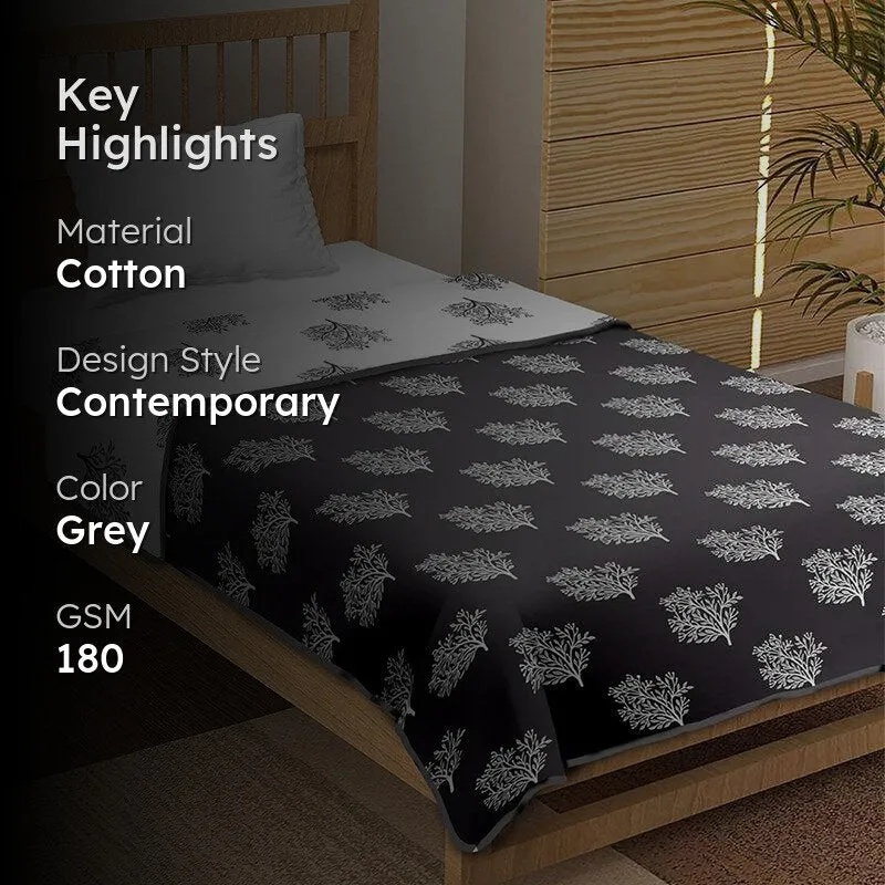 Paalki Reversible Cotton Dohar (Grey)  - 180 GSM media 2