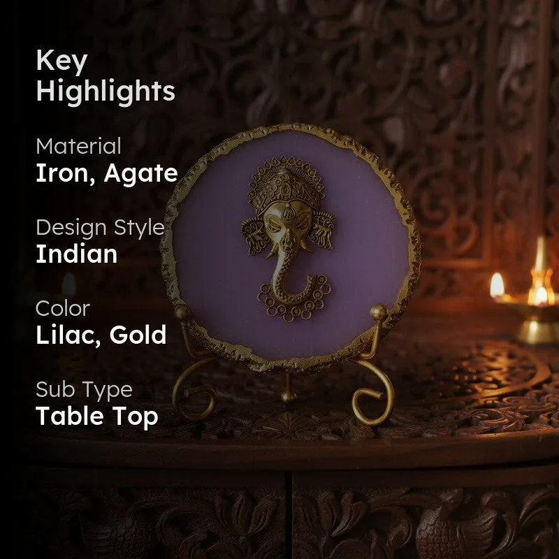 Ganesha Grace Agate Showpiece With Stand - Lilac media 2