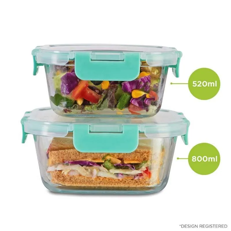 Crusade Square Glass Container (520 & 800 ML) - Set Of Two media 5