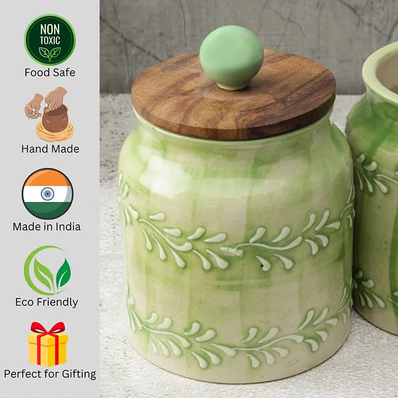Palis Ceramic Jar With Lid(500 mL Each) - Set Of Two media 6
