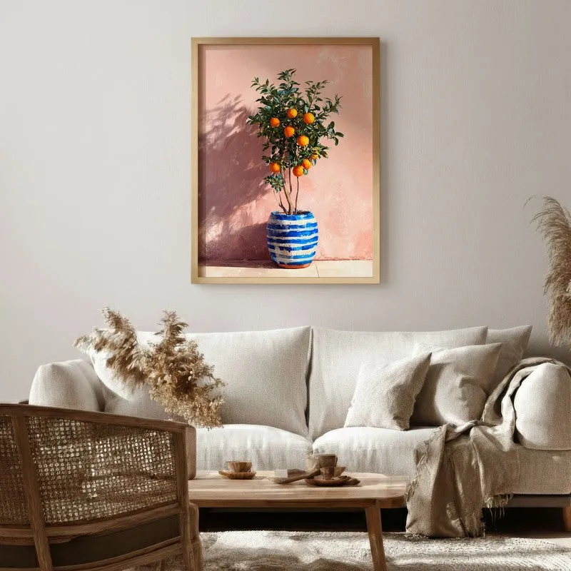 Sunlit Citrus Canvas Wall Painting - Brown Frame media 1