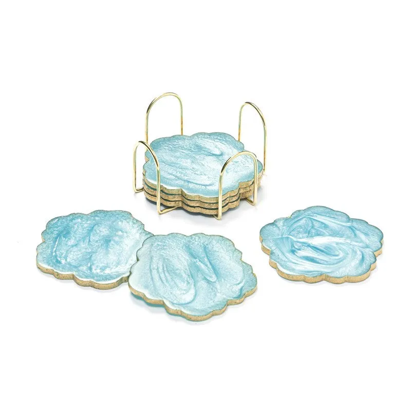 LuxeEdge Decorative Coasters (Blue) - Seven Piece Set media 6