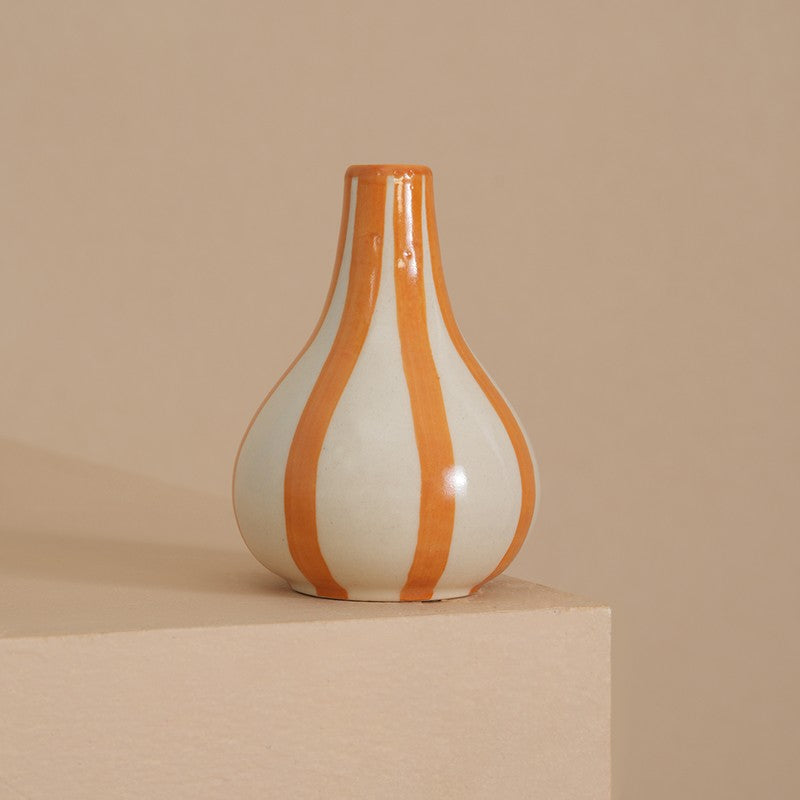 Waveon Ceramic Flower Vase - White,Orange media 3