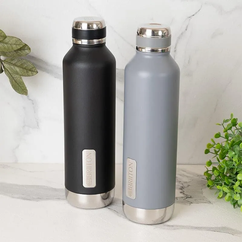 Bristo Sip Hot & Cold Thermos Water Bottle (Black & Grey, 750 mL Each) - Set Of Two media 1