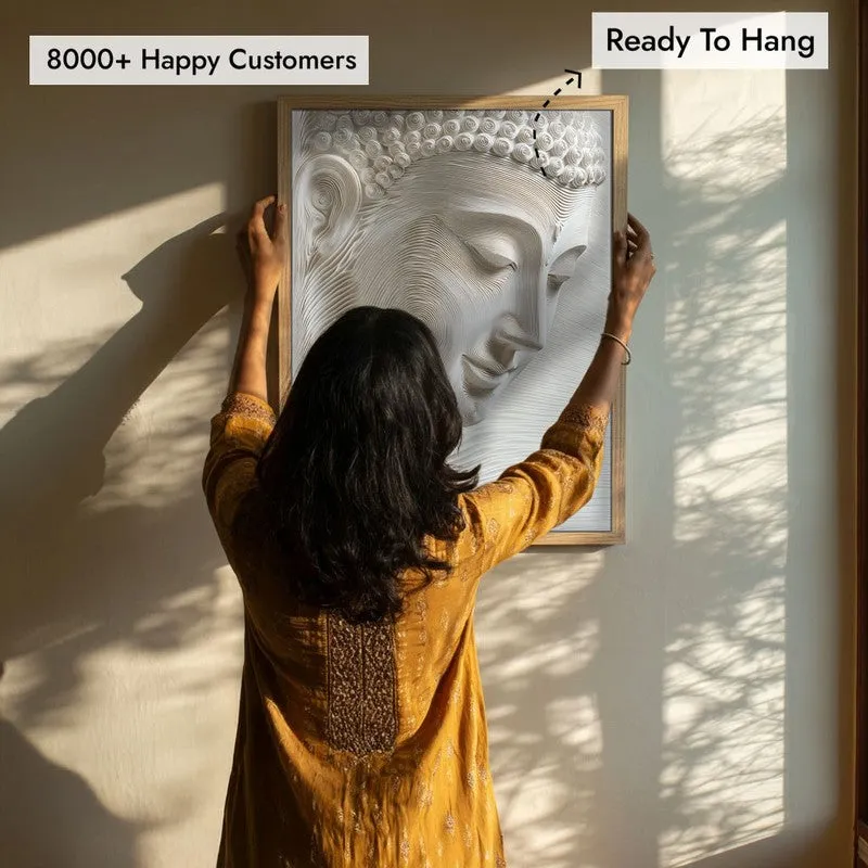 Meditative Flow Wall Painting With Brown Frame media 6