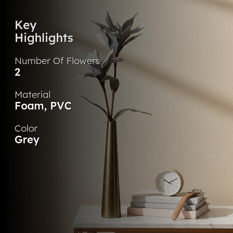 Artificial Velora Foam Flower Stick - Grey media 2