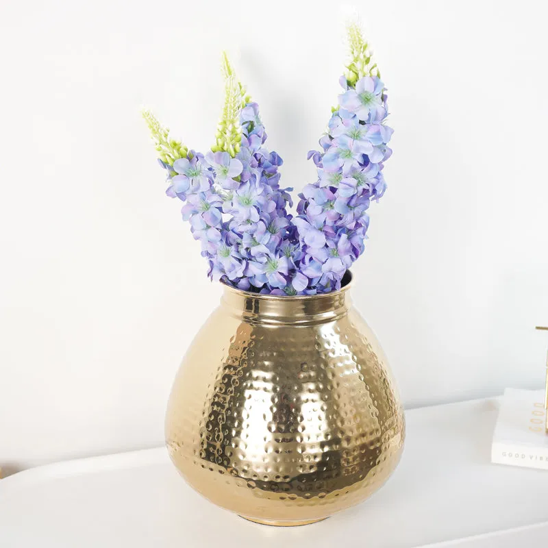 Florion Hammered Vase With Lupine Flowers media 1